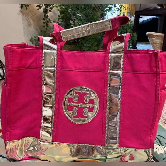 Tory Burch Handbags - Tory Burch Ella Canvas Tote in Hot Pink